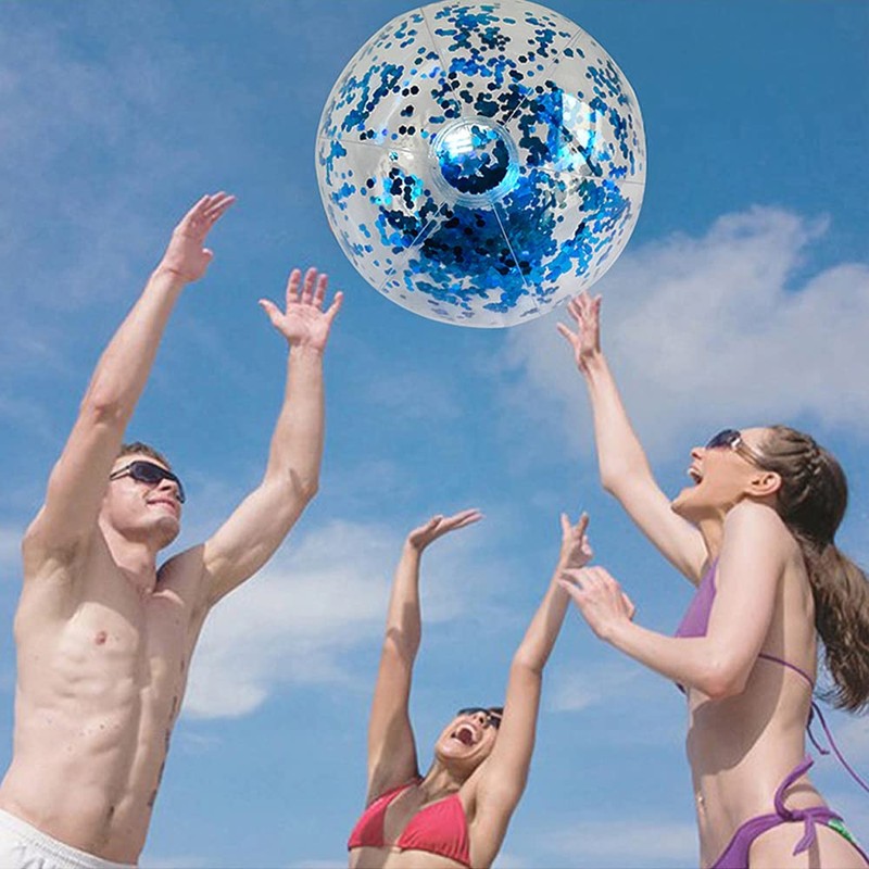 Xtahdge 40cm/16" Beach Ball Transparent Inflatable Pool Toy Ball with