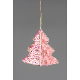 3Pcs Baby Pink Xmas Tree 12cm - Christmas Tree Hanging Decorations Festive Decorative Ornaments Fairy Tale Themed Xmas Tree Pendant