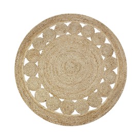 COTTON CRAFT Jute Braided Area Rug - Boho Farmhouse Rustic Vintage Area Accent Throw Rug - Handwoven Reversible Natural - Living Room Den Study Home Décor Gift - 8 Feet Round - Natural
