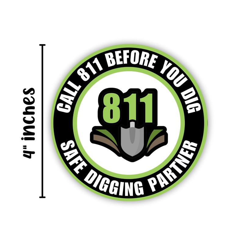 Call Before You Dig 811 Sticker Sign 2pk Round Vinyl