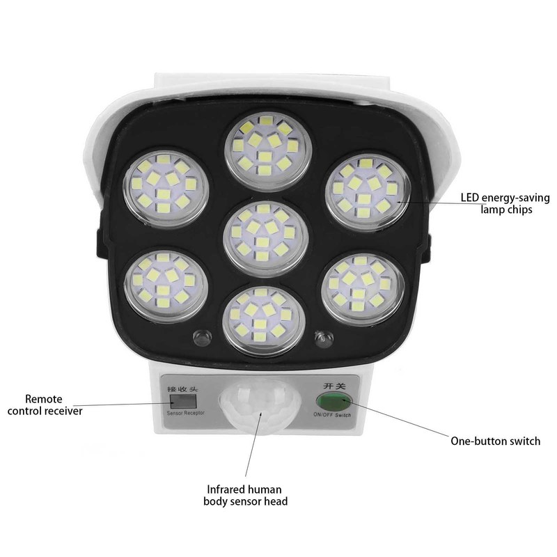 Solar LED Wall Light Simulated Camera Induction Lamp Remote Control