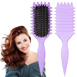 3 PCs Peine para peinar el cabello rizado, Cepillo para cabello rizado con colchón de aire, Cepillo de Rizos para desenredar fácilmente, Aplicable al Similar a la Ola (Morado)