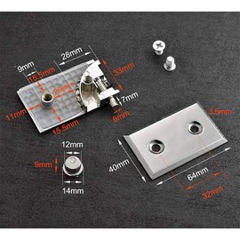 Glass Cabinet Door Hinges, Top and Bottom Display Cabinet Fixings are Suitable for 6-10mm Glass Hinges, Upper and Lower Glass Doors for Cabinets, Cabinet Door Hinges