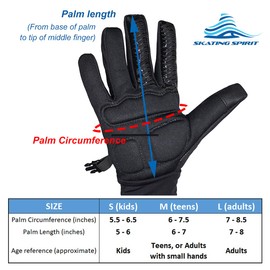 Skating Spirit Figure Skating Gloves for Kids and Adults, Padded Gel Palm Protection Water Resistant Warm Touchscreen Non Slip (L)