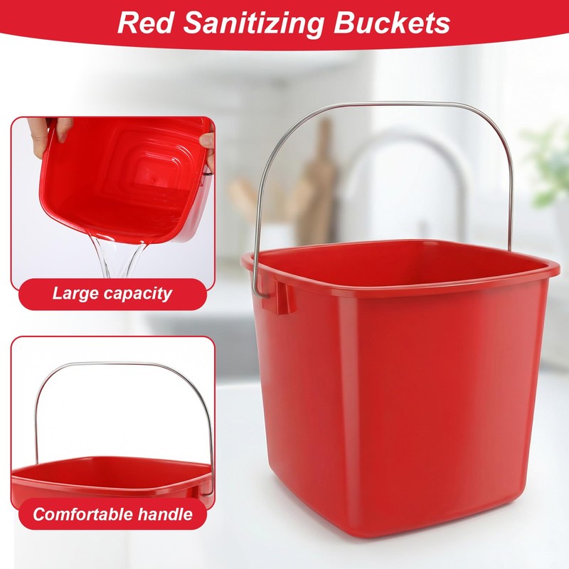 6 Pcs 3 Quart Small Bucket Square Detergent Sanitation Bucket