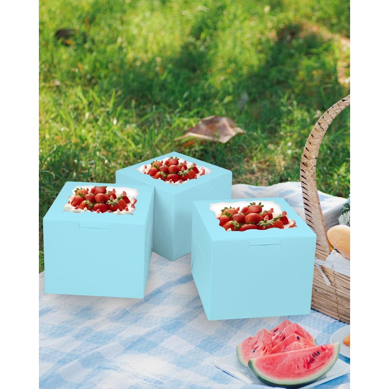 Bakepacker 36pcs 6x6x5 Inches Cake Boxes with Window, 18-Pack Light