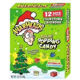 War Head Extreme Sour Popping Candy Countdown Calendar - Delicious Classic Flavors of Watermelon, Blue Raspberry, and Green Apple - Smiling Sweets - Delicious Traditions