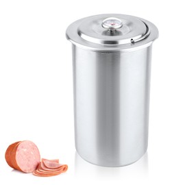 Meat Press Mold for Deli Meats, Ham Maker Stainless Steel Lunch Meat Press with Thermometer Hand Cooking Lunch Meat Maker Cooker Tool for Making Homemade Deli Meat Sandwich Bacon