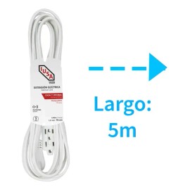 Multicontacto de 3 tomas Iusa 619341 color blanco largo del cable de 5 metros 10A                                                                     