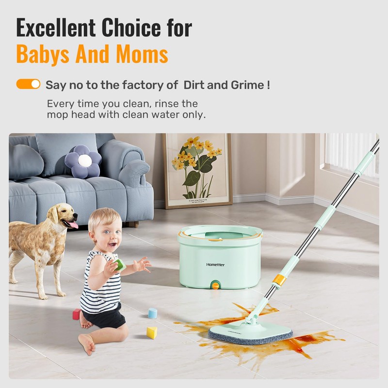 HoMettler Spin Mop and Bucket Set with Detachable Inner Mop