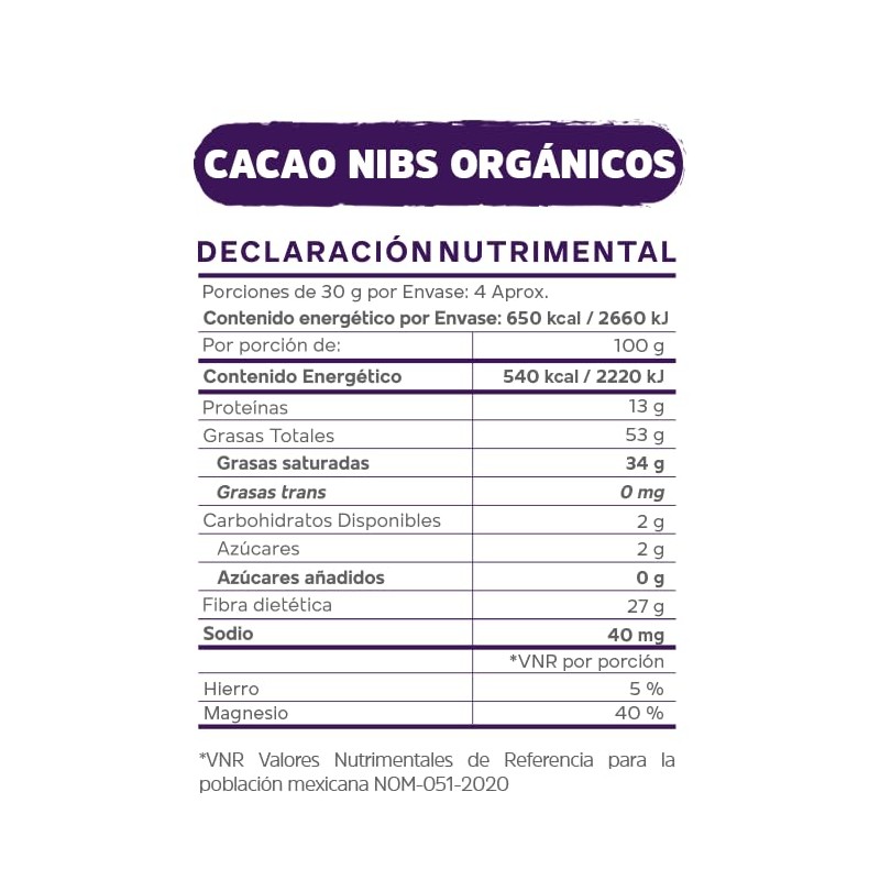 OKKO Cacao Nibs Orgánicos, 120 g