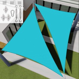E&K Sunrise 9' x 11' x 14.2' Waterproof Sun Shade Sail Outdoor Triangle Canopy Shade Cover UV Block with Hardware Kit for Pergola Patio Backyard Garden Deck (Turquoise)