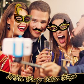 Birthday Photo Props, 30 Pieces Photo Booth Props with Inflatable Photo Frame, Birthday Photo Box Accessories for Birthday Accessories and Party Favours