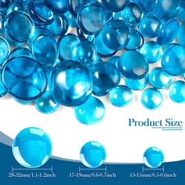 Honeydak 300 Pcs Flat Glass Marbles for Vases Glass Pebbles Floral Fish Tank Rocks for Vases Table Scatter Aquarium Decor (2.4LB) (Blue)