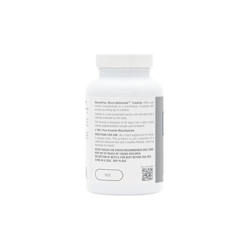 NaturesPlus Creatine Micro-Optimised Capsules - 100% Pure Creatine Monohydrate Supplement