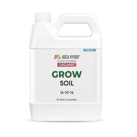 Boca Hydro Organic Grow Soil 16-10-16 Base Nutrient for All Soil, Coco Coir, and Soilless Growing Media (32 Oz)