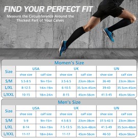 Amzpas 3 Pairs for Compression Stockings for Men and Women, Support Stockings, Compression Socks with 15-25 mmhg for Flight Sports Travel Running Cycling Running, 3 pairs of black, L - XL