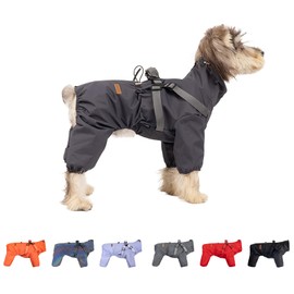 Small Dog Raincoat Adjustable with 4 Legs Waterproof Windproof Reflective Raincoat for Small Medium Dogs, Large, Grey