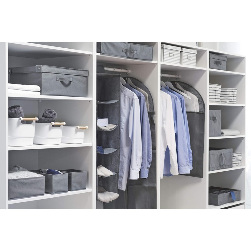 Zeller Aufbewahrungskorb Stripes, Canvas, grau