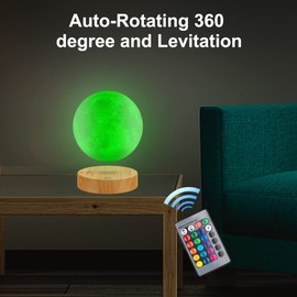 exekoml Floating Moon Lamp 16 Colors Levitating Spinning LED Moon Light Magnetic Levitation 3D Printing Moon Night Lights Unique Gifts Room Office Table Decorative Lamp