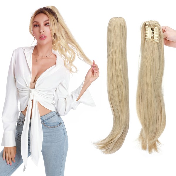 Silk-co Ponytail Extensions, Braid Hairpiece, Clip-In Ponytail Extensions (Slightly Wavy),