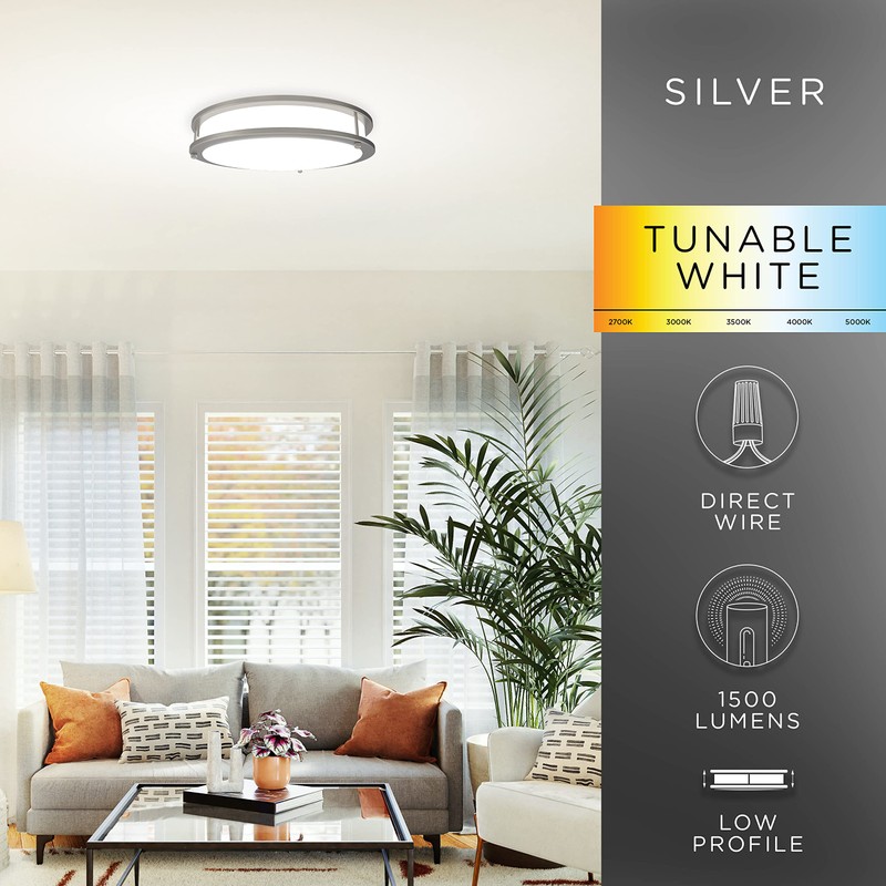 ENBRIGHTEN Premium Flush Mount LED Ceiling Light Fixture, Adjustable Color