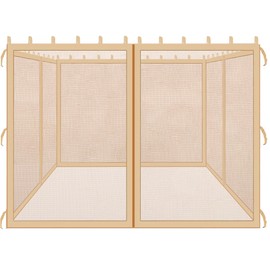 Coverify Replacement Gazebo Mosquito Netting 10x10FT, Universal Outdoor Pergola 4-Panel Patio Screen Walls with Zipper (Mosquito Netting ONLY, Brown)