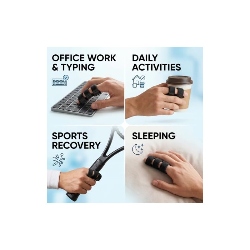 Finger Splint 3 Pack, Aluminium Finger Straightener & Immobiliser, Adjustable