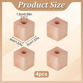 PLIGREAT Single Pen Stand Holder Beech Wood Pencil Stand Single Fountain Pen Organizer Minimalist Aesthetic Pen Holder for Office Stationery Desk Decor, 4×4×1.4cm/1.57x1.57x0.55inch