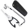 J&D Multi-Functional Lightweight Stainless Steel Fishing Plier Hook Remover Tool with Safety Coiled Lanyard (Black)