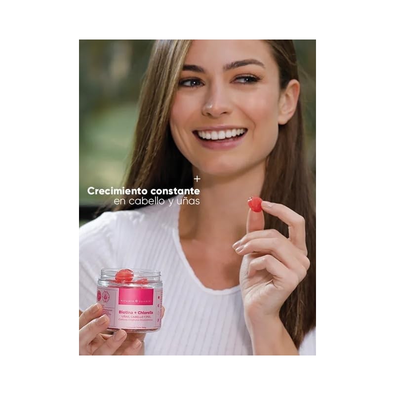 Gomitas de Biotina y Chlorella, Suplemento para Cabello, Uñas y