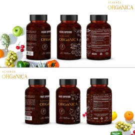 ACREAGE ORGáNICA Fruits and Veggies Supplement | Packed with 36 Balance Whole Foods Rich in Vitamins and Minerals, Supports Energy Levels and Immunity | 90 Fruit and 90 Veggies Capsules
