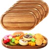 Yaomiao 4 Pcs Acacia Wooden Serving Tray Oval Shaped Rustic