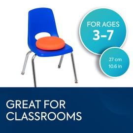 BouncyBand Wiggle Seat, Orange, 1-Pack – Small 10.75” D x 2.5” H Wobble Cushion for Kids Aged 3-7 – Sensory Tool Promotes Active Learning & Improves Productivity – Includes Pump for Easy-Inflation