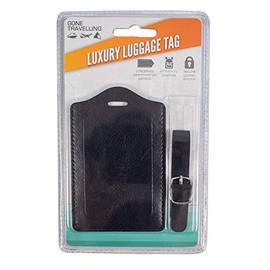 Gone Travelling RY645 Unisex Luggage Tag with Adjustable Removeable Strap - Baggage Tag Label for Suitcases, Bags and Cases Medium, Black