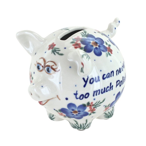 Blue Rose Polish Pottery Never Too Much Polish Pottery Piggy