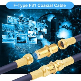 SAISN F81 Splice Barrel Connector 3GHz Female to Female F-Type Coaxial Cable Extension Adapter Couplers (Packof 5, Gold)