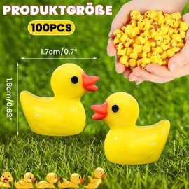 FLZONHUT Mini Duck Resin, Pack of 100 Mini Duck Figures, Cute Duck Decoration, Small Yellow Duck, Small Resin Duck, Yellow Mini Duck Figures for Aquariums, Dollhouse Decoration, Potted Plants