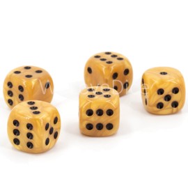 WeLoveBeads W6 Cube (16 mm) in Gold/Black Dots - Made in Germany - Pack of 5