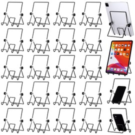Kenning 24 Pcs Adjustable Metal Book Display Stands Bulk 5.5" x 7.1" Foldable Plate Holders Display Stands Iron Wire Easels for Picture Frame Photos Cookbooks(Black,Four Corners)