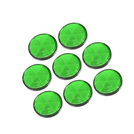 Partuto 8 Pcs Round Stick-on Safety Spoke Reflective Self Adhesive Reflector for Gate Posts Cars Trailer Motorcycle Trucks Boat Bicycle Bike Green Replacement