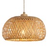 Bamboo Pendant Light Fixture One-Light Adjustable Rustic Basket Handmade Woven