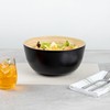 Restaurantware Bambuddha 30 oz Round Black Spun Bamboo Large Salad