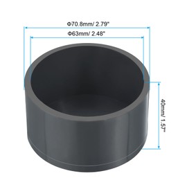 PATIKIL 63 mm UPVC Pipe End Caps Connector, Furniture Connector Coupling Socket for DIY, Garden, Grey