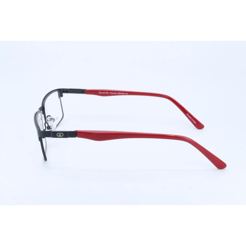 Gianni Po GP P49 Black-Red Rectangle Unisex Full Rim 52-16-135