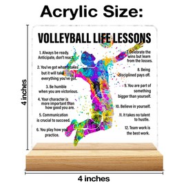 Volleyball Gifts for Men Boys Team, Motivational Gifts for Volleyball Player Lover, Acrylic Plaque Sign with Wooden Stand Home Office Decor