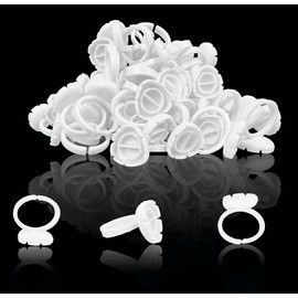 KB ESSENTIALS 200pcs Glue Rings for Eyelash Extensions - Lash Extension Ring Holder Cup Professional Tech Supplies – Adjustable, Disposable & Flower Nail Art, Tattoo Makeup