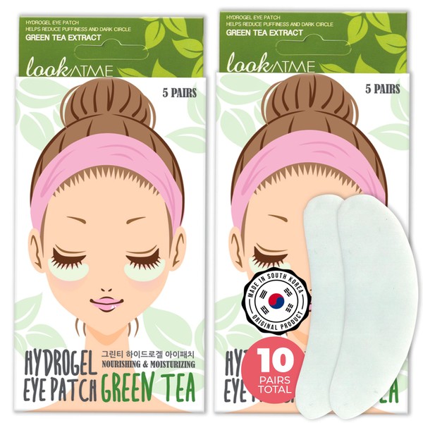 Eye Mask for Puffiness - Under Eye Patches for Dark Circles - Korean Under Eye Mask Patches for Puffy Eyes - Eye Gel Pads Depuffing Eye Brightener with Green Tea, Caffeine, Hydrogel & Collagen (10 Pairs)