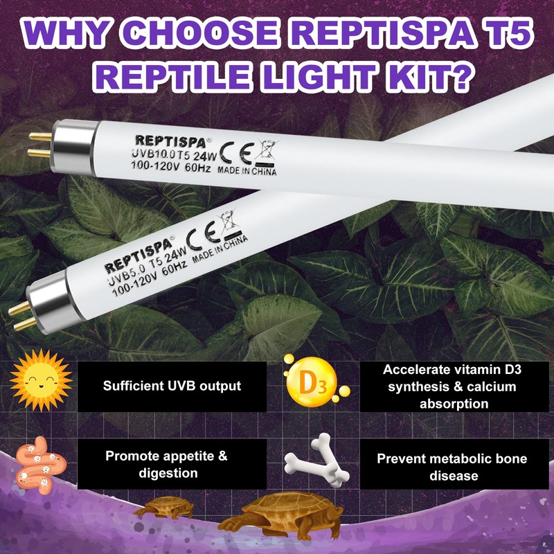 Reptispa 5.0 UVB Light for Reptiles, T5 HO 24 Watt