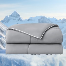 BEDELITE Cooling Comforter Queen Size,Double Side Cooling Blankets for Hot Sleepers,Lightweight & Breathable Summer Comforter Queen Size，Grey,88x88 Inches